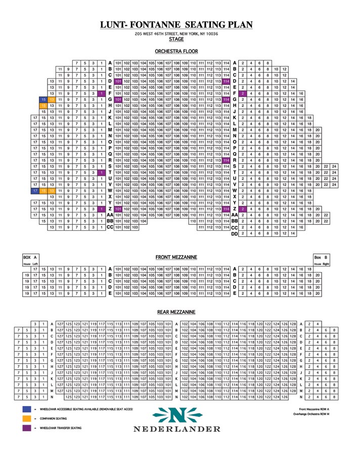 Lunt Fontanne Theatre New York Ny Seating Chart