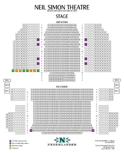 Seating Chart For Neil Simon Theater In Nyc